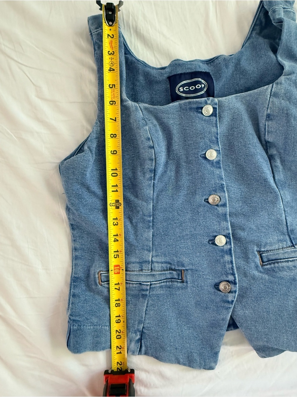 Scoop Denim Vest Top in Washed Blue Sizr 12 14 - Picture 5 of 6